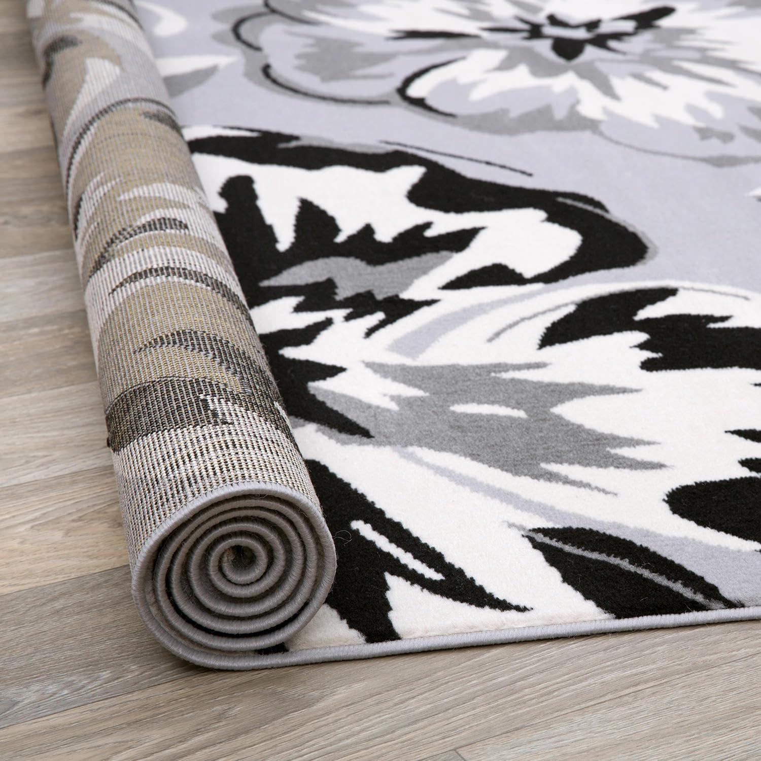 imageRugshop Modern Floral Design Area Rug for Living RoomBedroomHome OfficeKitchen Non Shedding Area Rug 2 X 3 BlueGrey