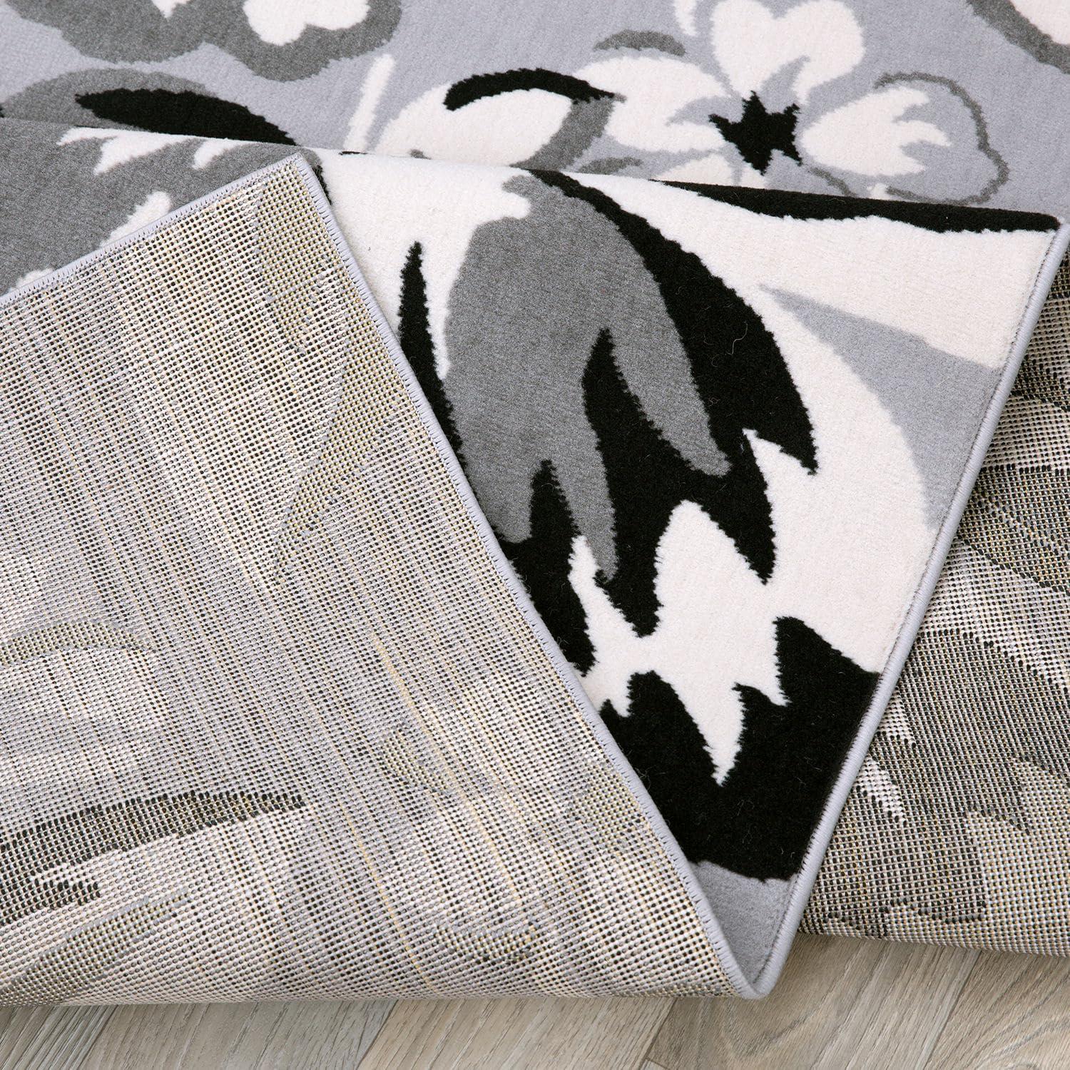 imageRugshop Modern Floral Design Area Rug for Living RoomBedroomHome OfficeKitchen Non Shedding Area Rug 2 X 3 BlueGrey