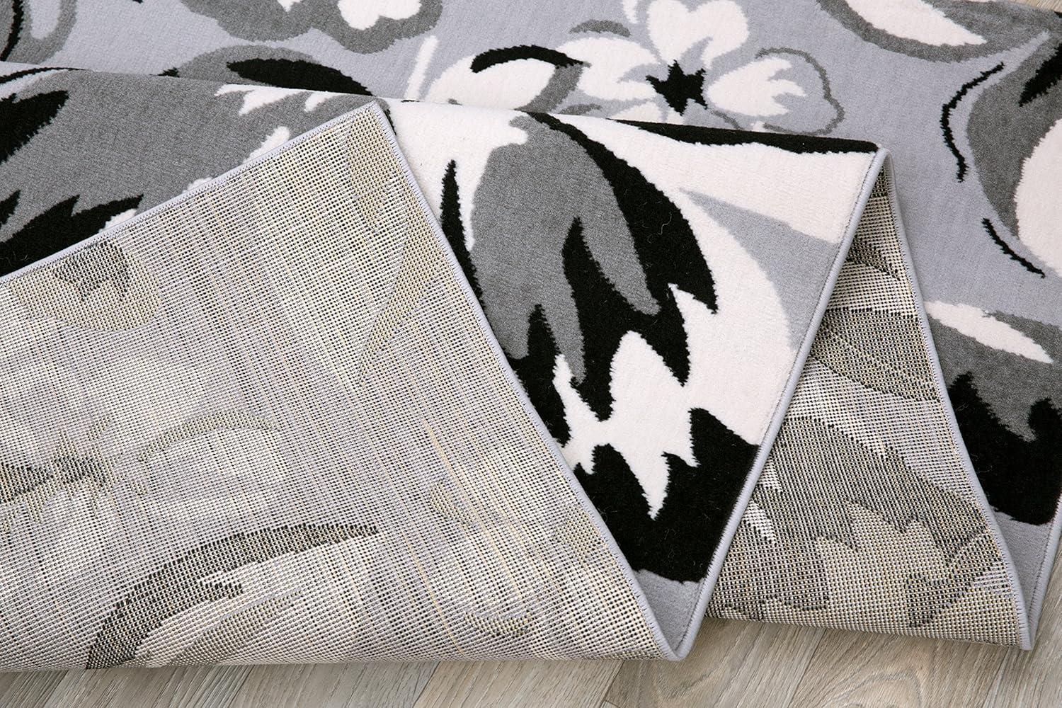imageRugshop Modern Floral Design Area Rug for Living RoomBedroomHome OfficeKitchen Non Shedding Area Rug 2 X 3 BlueGrey