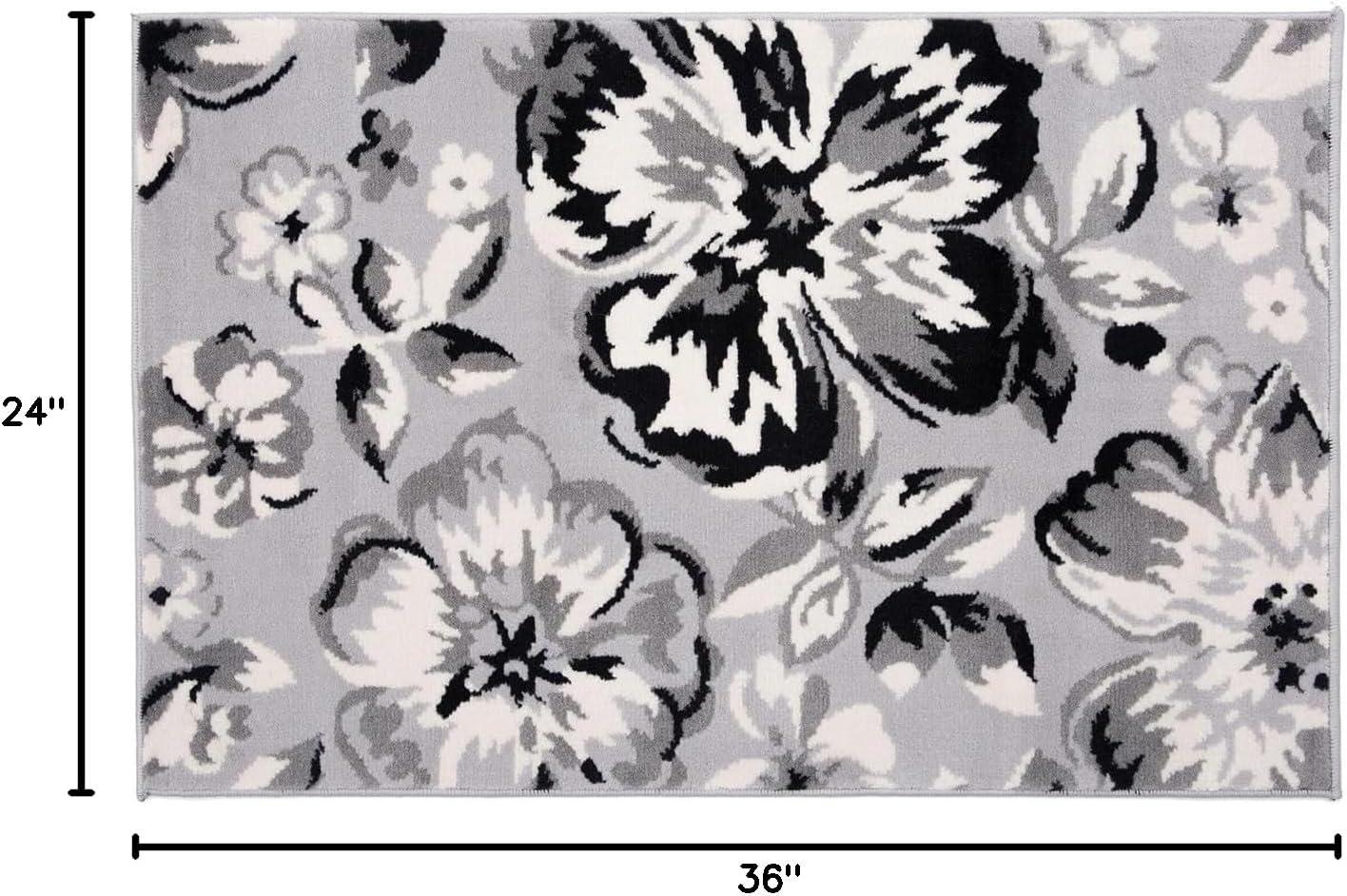 imageRugshop Modern Floral Design Area Rug for Living RoomBedroomHome OfficeKitchen Non Shedding Area Rug 2 X 3 BlueGrey
