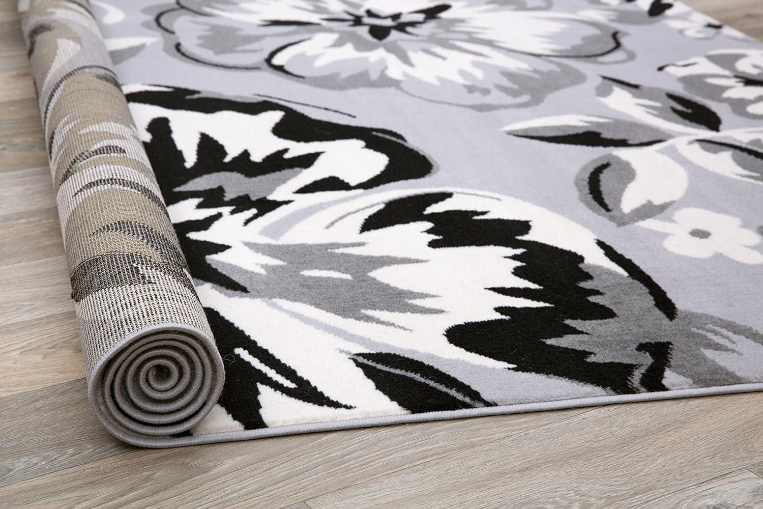 imageRugshop Modern Floral Design Area Rug for Living RoomBedroomHome OfficeKitchen Non Shedding Area Rug 2 X 3 BlueGrey