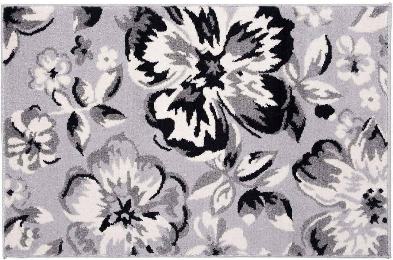 imageRugshop Modern Floral Design Area Rug for Living RoomBedroomHome OfficeKitchen Non Shedding Area Rug 2 X 3 BlueGrey