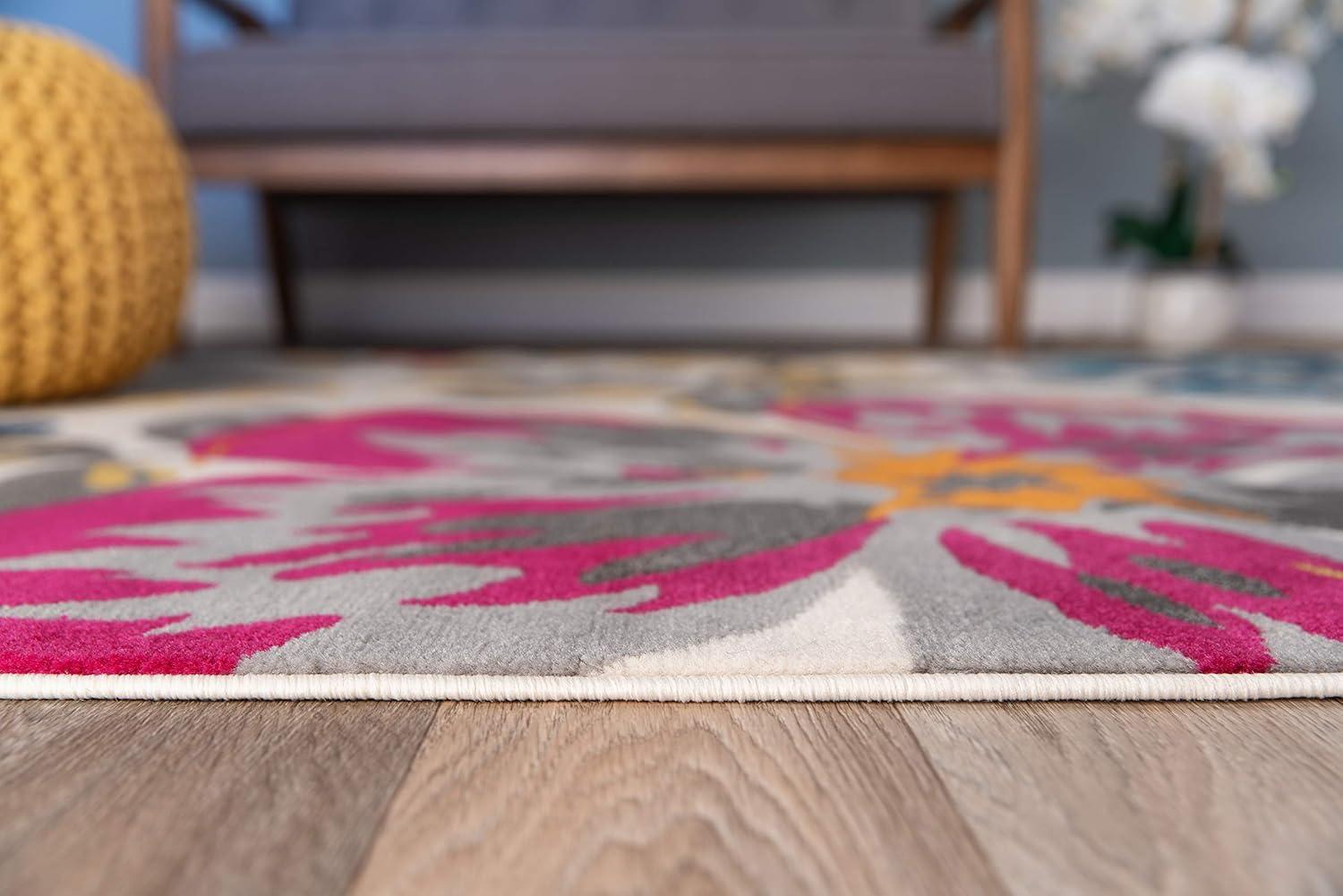 imageRugshop Modern Floral Design Area Rug for Living RoomBedroomHome OfficeKitchen Non Shedding Area Rug 2 X 3 BlueMulti Color