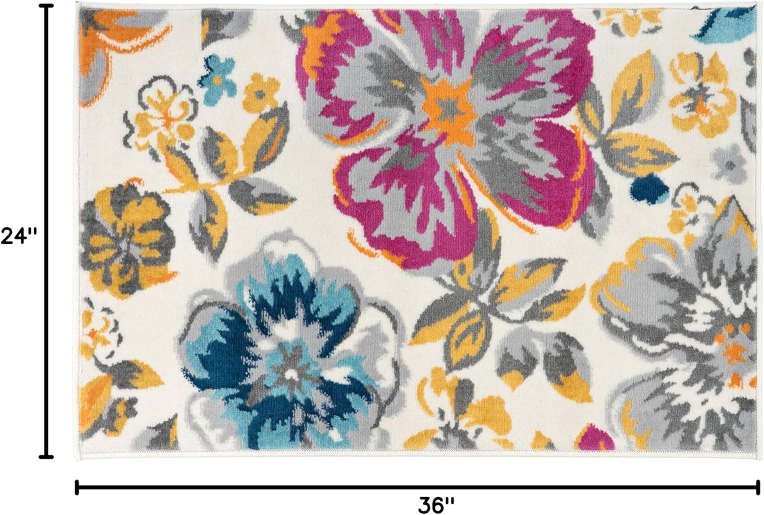 imageRugshop Modern Floral Design Area Rug for Living RoomBedroomHome OfficeKitchen Non Shedding Area Rug 2 X 3 BlueMulti Color