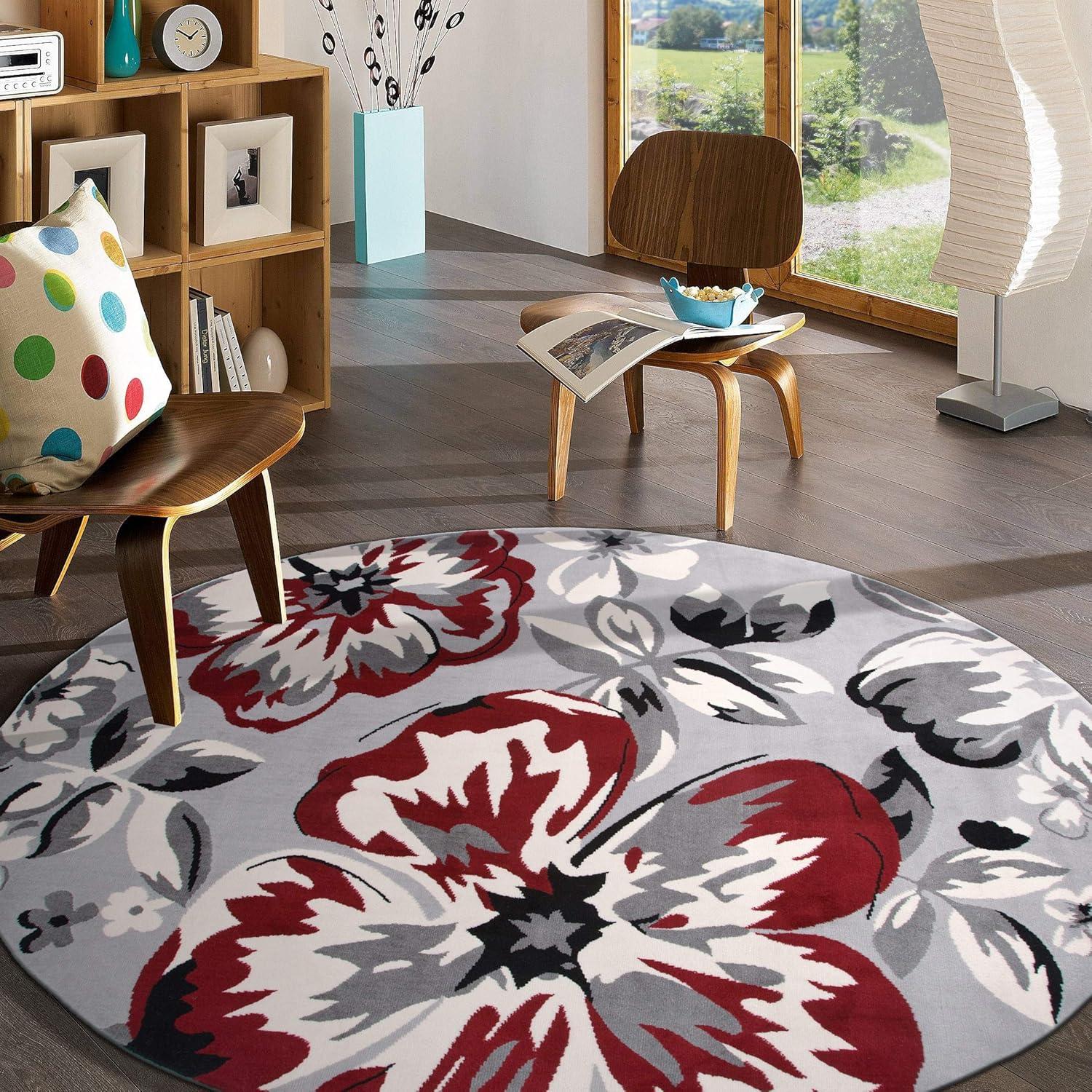 imageRugshop Modern Floral Design Area Rug for Living RoomBedroomHome OfficeKitchen Non Shedding Area Rug 2 X 3 BlueRed