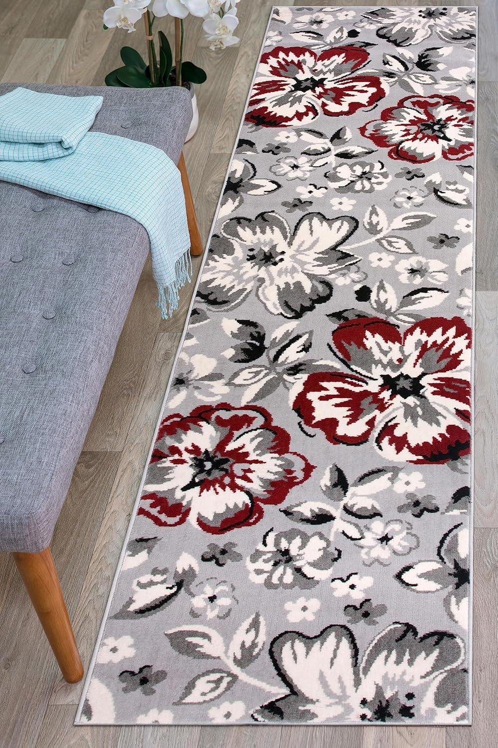 imageRugshop Modern Floral Design Area Rug for Living RoomBedroomHome OfficeKitchen Non Shedding Area Rug 2 X 3 BlueRed