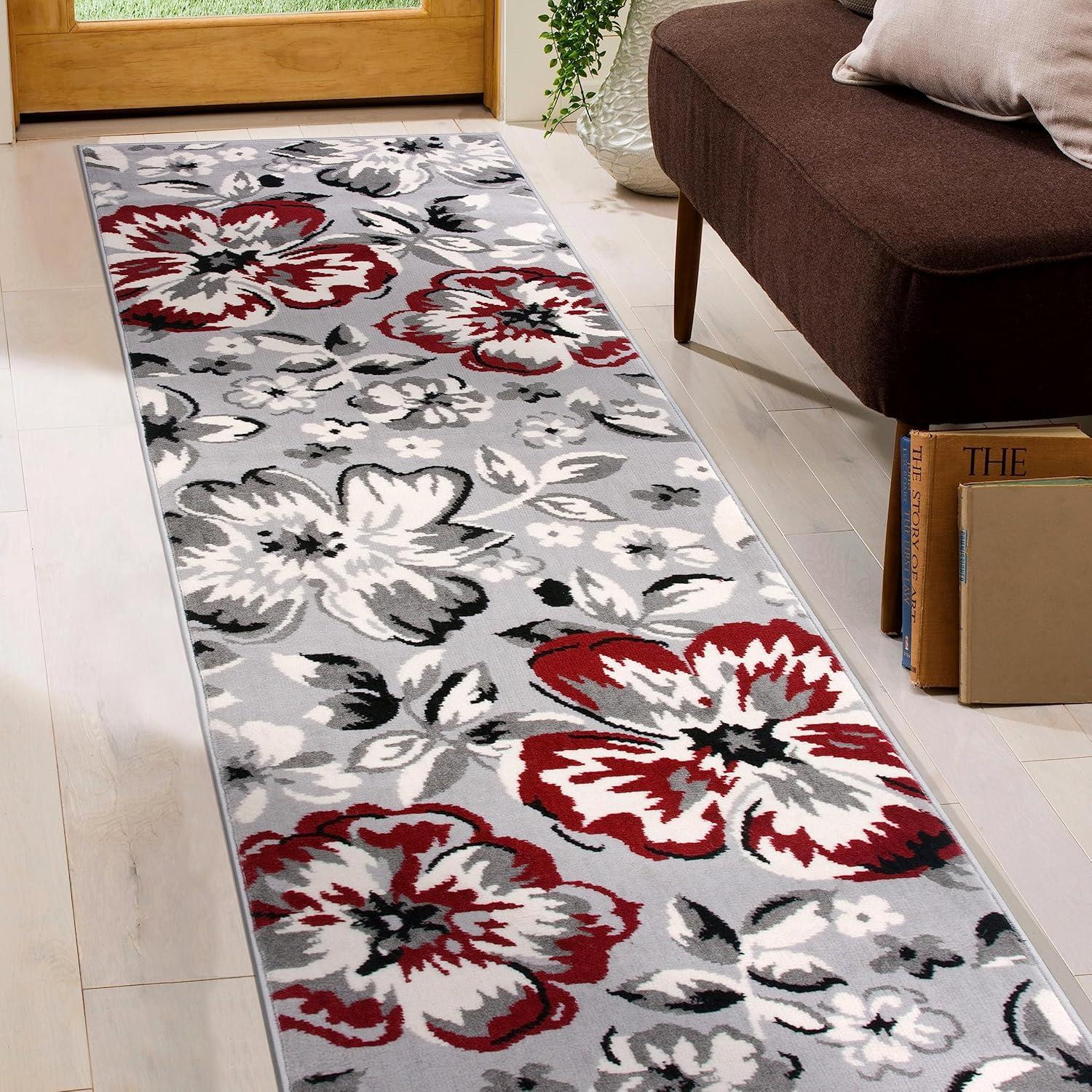 imageRugshop Modern Floral Design Area Rug for Living RoomBedroomHome OfficeKitchen Non Shedding Area Rug 2 X 3 BlueRed