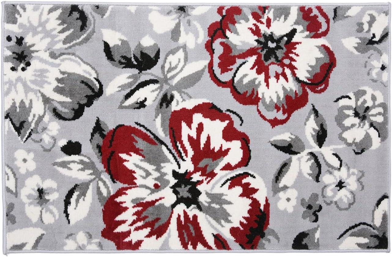 imageRugshop Modern Floral Design Area Rug for Living RoomBedroomHome OfficeKitchen Non Shedding Area Rug 2 X 3 BlueRed