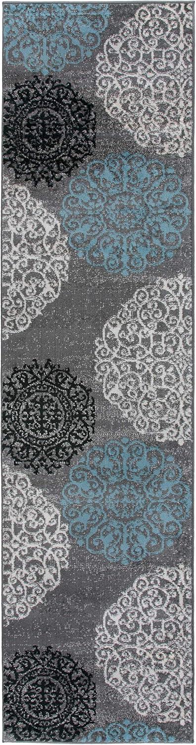 imageRugshop Modern Floral Scroll Area Rug Authentic TurkishMade NonShedding Carpet Alfombras with Jute Backing for Dining Room Living Room and Office Gray 2 x 3Grey