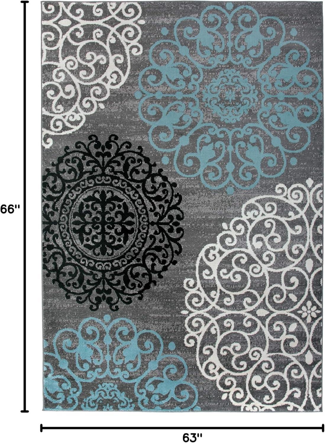 imageRugshop Modern Floral Scroll Area Rug Authentic TurkishMade NonShedding Carpet Alfombras with Jute Backing for Dining Room Living Room and Office Gray 2 x 3Grey