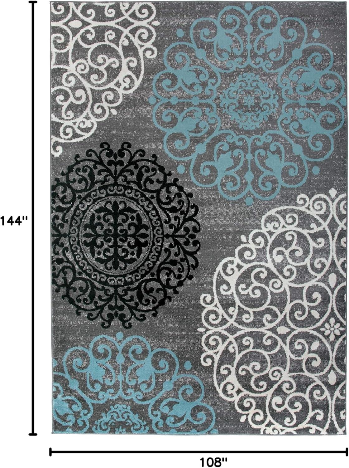 imageRugshop Modern Floral Scroll Area Rug Authentic TurkishMade NonShedding Carpet Alfombras with Jute Backing for Dining Room Living Room and Office Gray 2 x 3Grey