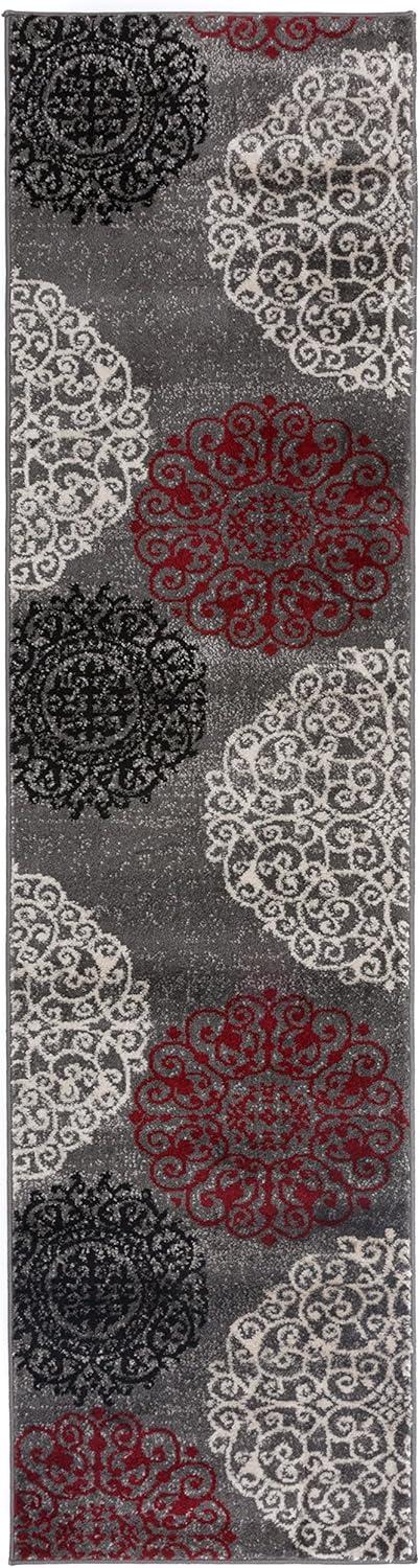 imageRugshop Modern Floral Scroll Area Rug Authentic TurkishMade NonShedding Carpet Alfombras with Jute Backing for Dining Room Living Room and Office Gray 2 x 3Red