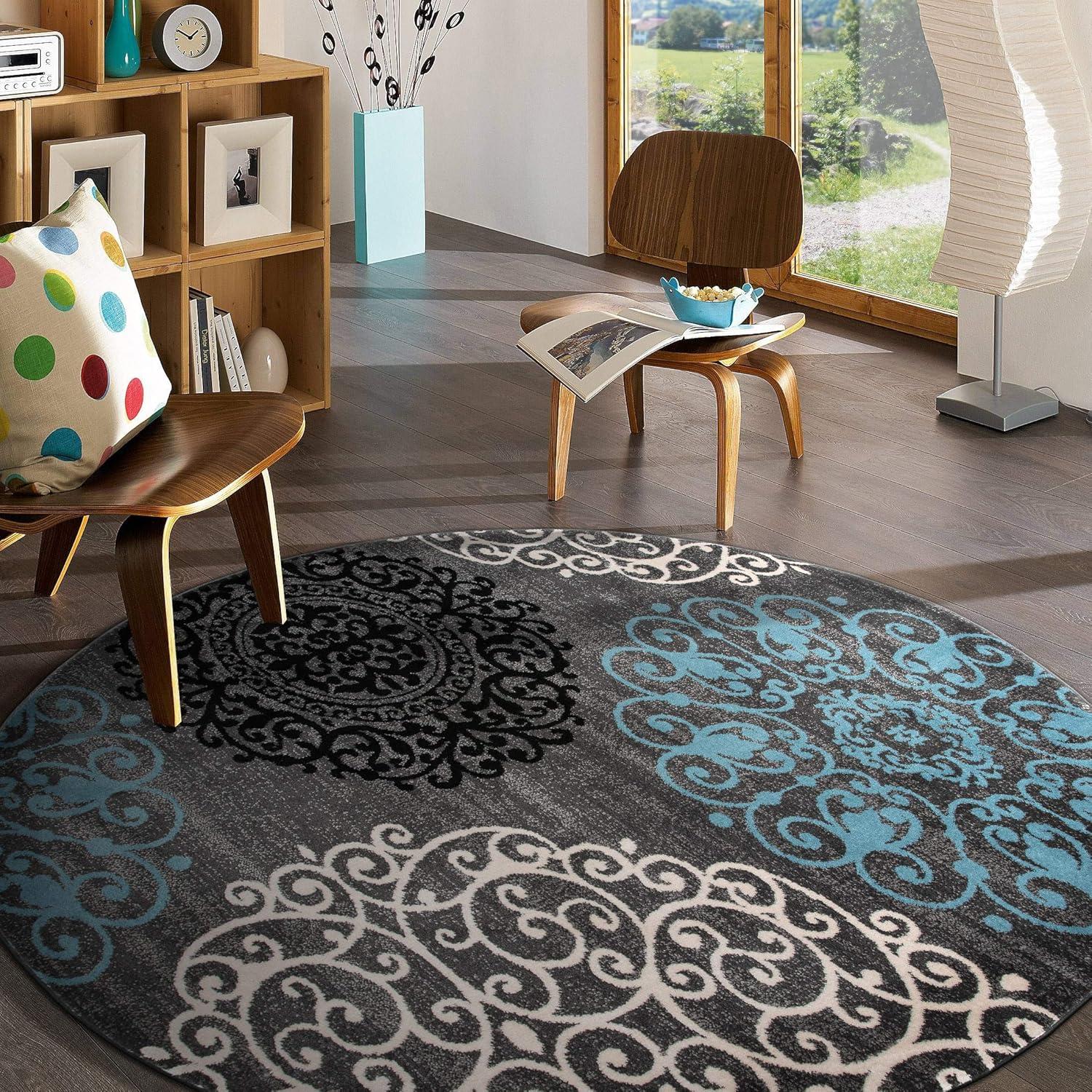 imageRugshop Modern Floral Scroll Area Rug Authentic TurkishMade NonShedding Carpet Alfombras with Jute Backing for Dining Room Living Room and Office Gray 2 x 3Grey