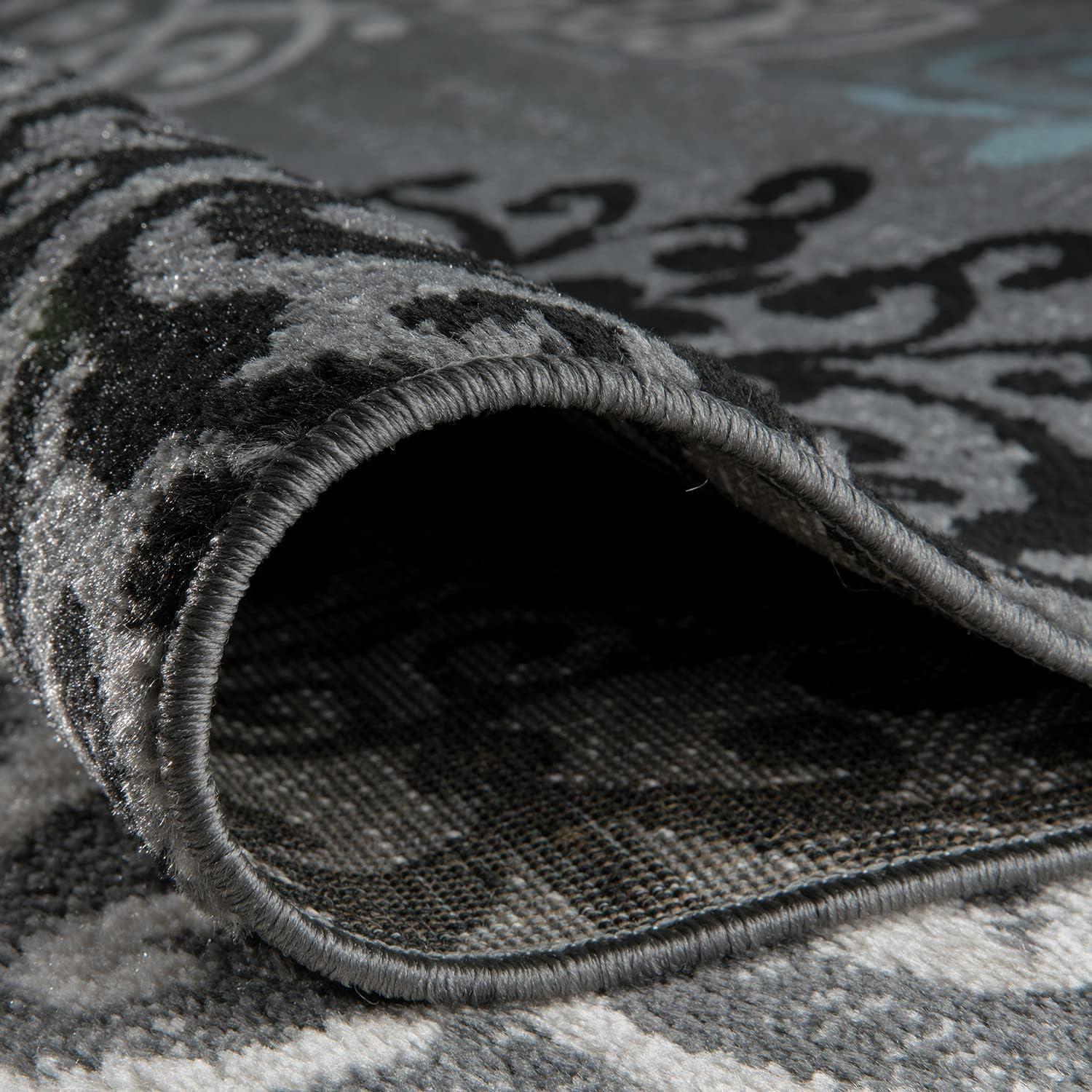 imageRugshop Modern Floral Scroll Area Rug Authentic TurkishMade NonShedding Carpet Alfombras with Jute Backing for Dining Room Living Room and Office Gray 2 x 3Grey