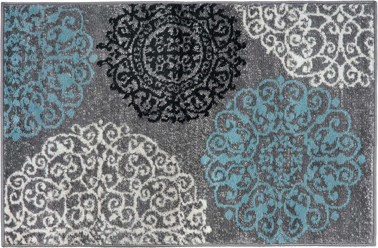 imageRugshop Modern Floral Scroll Area Rug Authentic TurkishMade NonShedding Carpet Alfombras with Jute Backing for Dining Room Living Room and Office Gray 2 x 3Grey