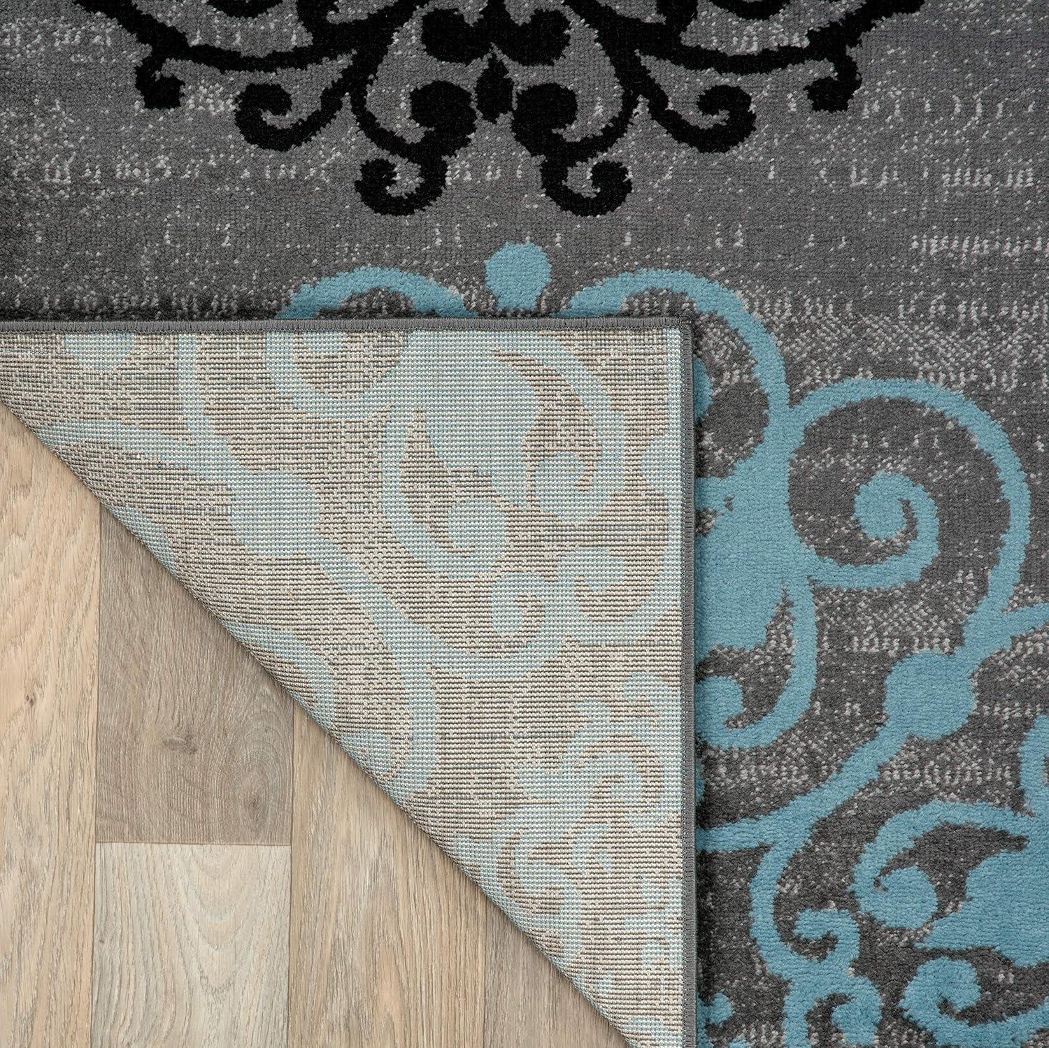 imageRugshop Modern Floral Scroll Area Rug Authentic TurkishMade NonShedding Carpet Alfombras with Jute Backing for Dining Room Living Room and Office Gray 2 x 3Grey