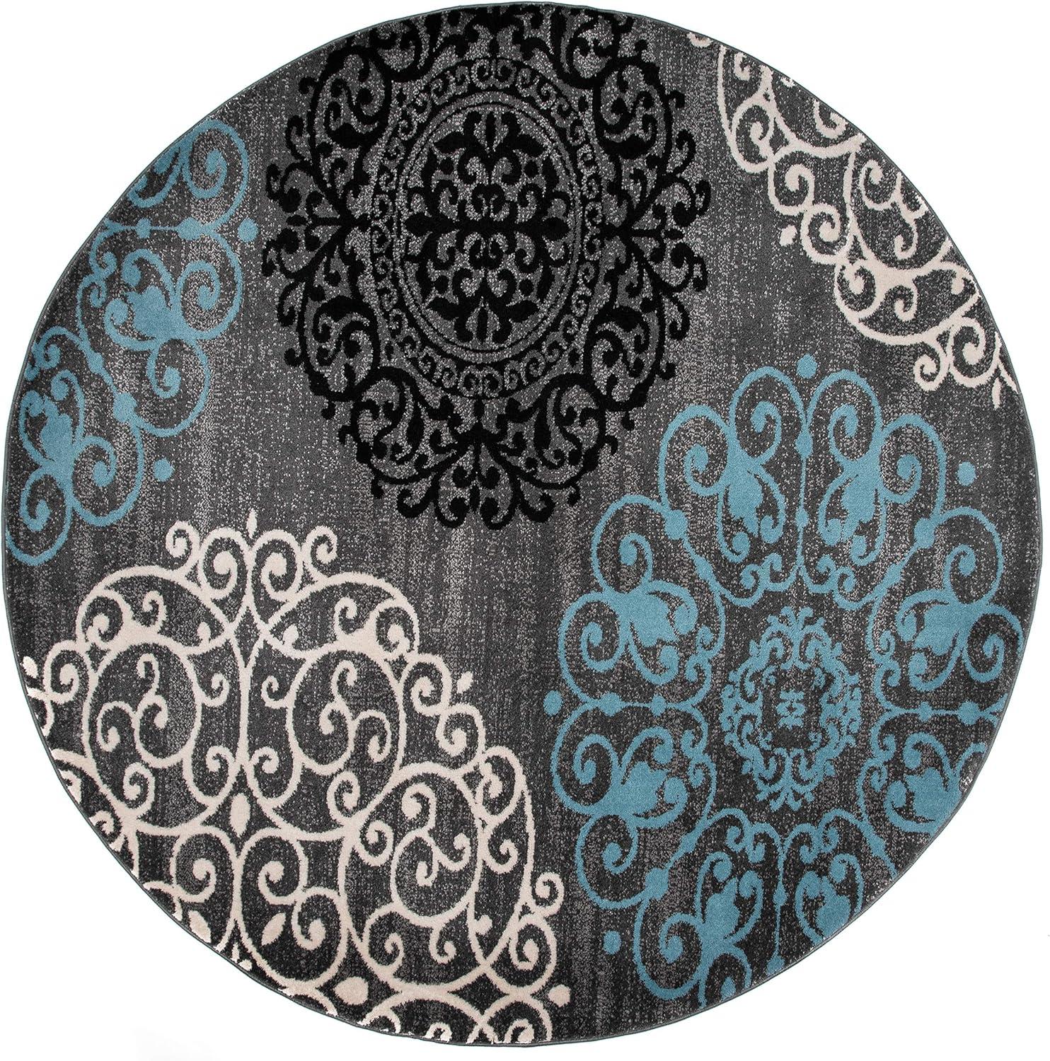 imageRugshop Modern Floral Scroll Area Rug Authentic TurkishMade NonShedding Carpet Alfombras with Jute Backing for Dining Room Living Room and Office Gray 2 x 3Grey