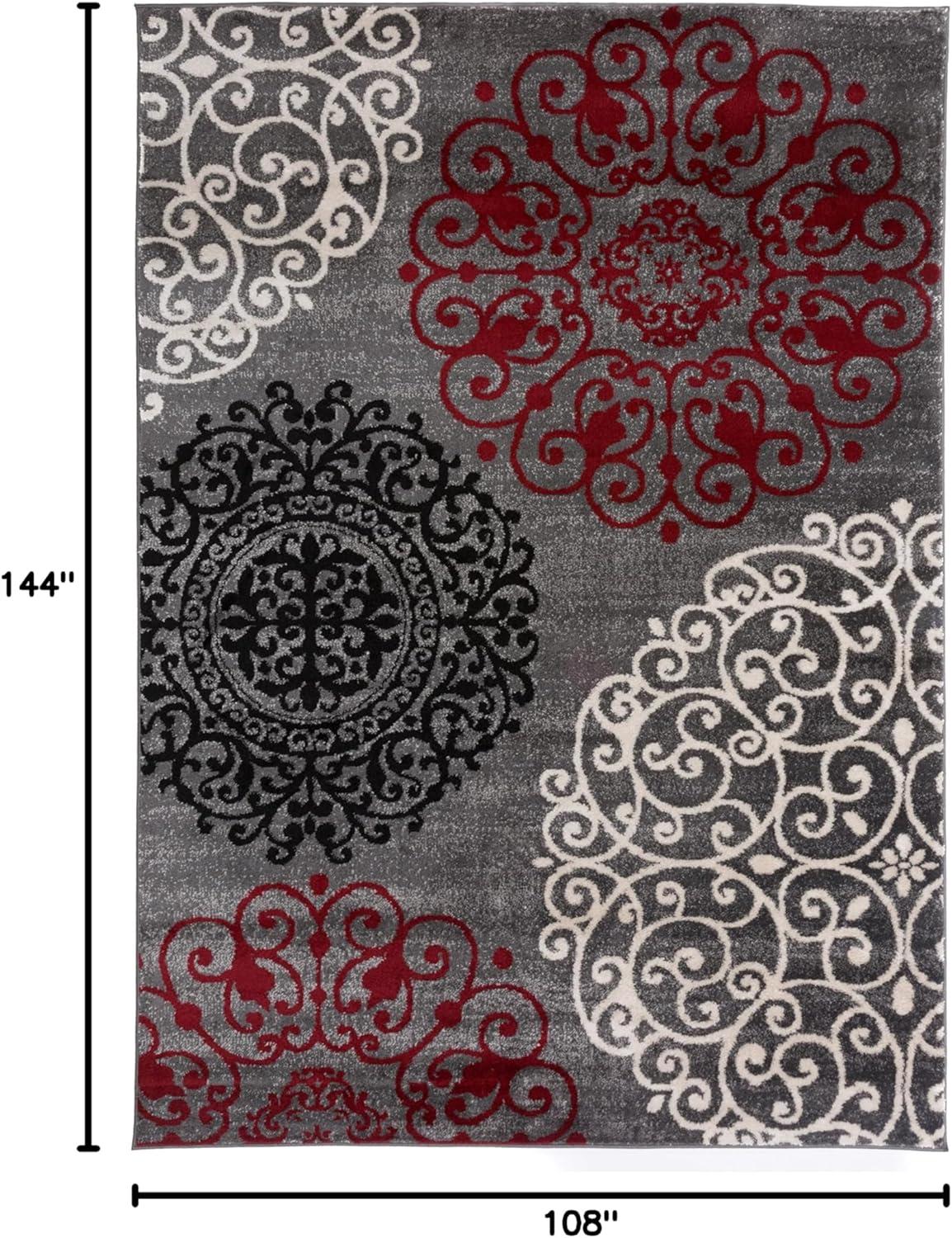 imageRugshop Modern Floral Scroll Area Rug Authentic TurkishMade NonShedding Carpet Alfombras with Jute Backing for Dining Room Living Room and Office Gray 2 x 3Red