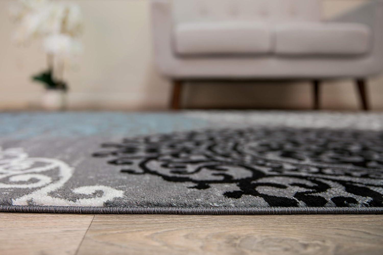 imageRugshop Modern Floral Scroll Area Rug Authentic TurkishMade NonShedding Carpet Alfombras with Jute Backing for Dining Room Living Room and Office Gray 2 x 3Grey