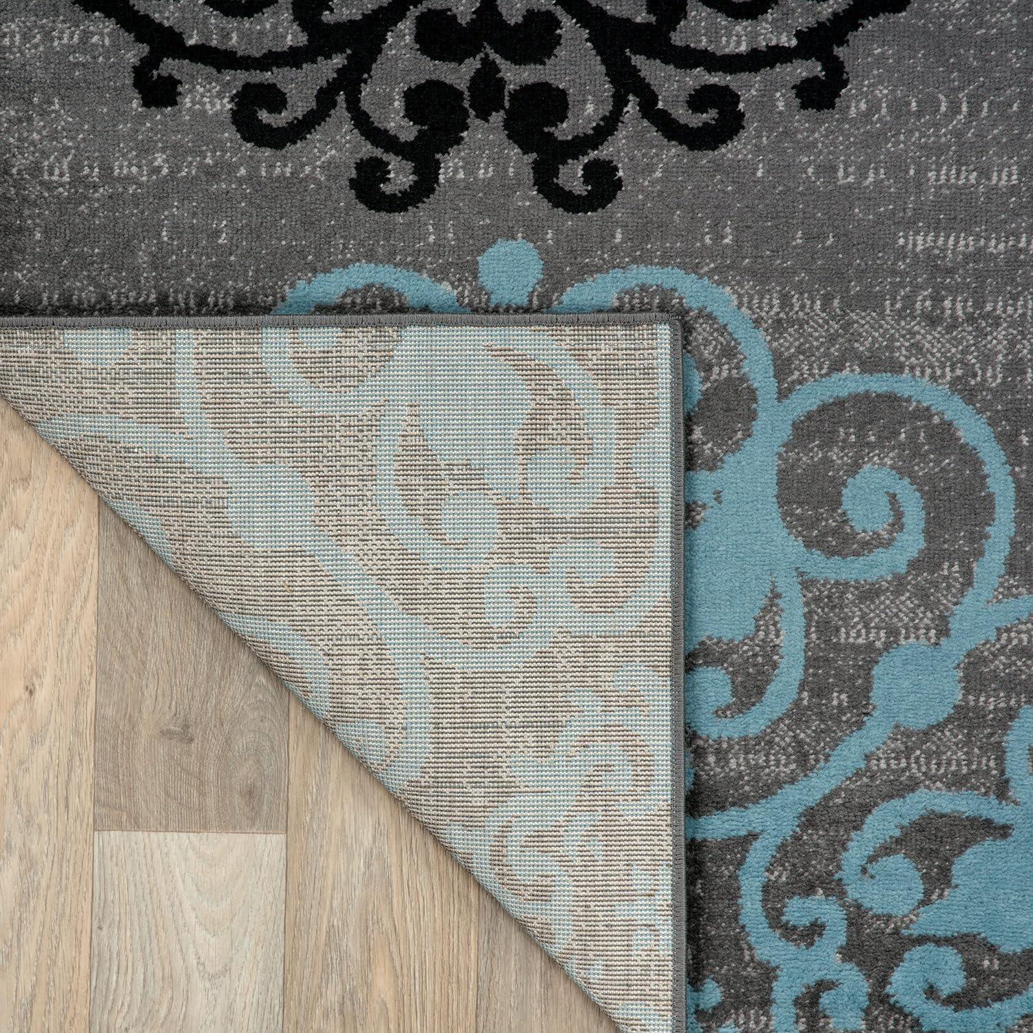 imageRugshop Modern Floral Scroll Area Rug Authentic TurkishMade NonShedding Carpet Alfombras with Jute Backing for Dining Room Living Room and Office Gray 2 x 3Grey