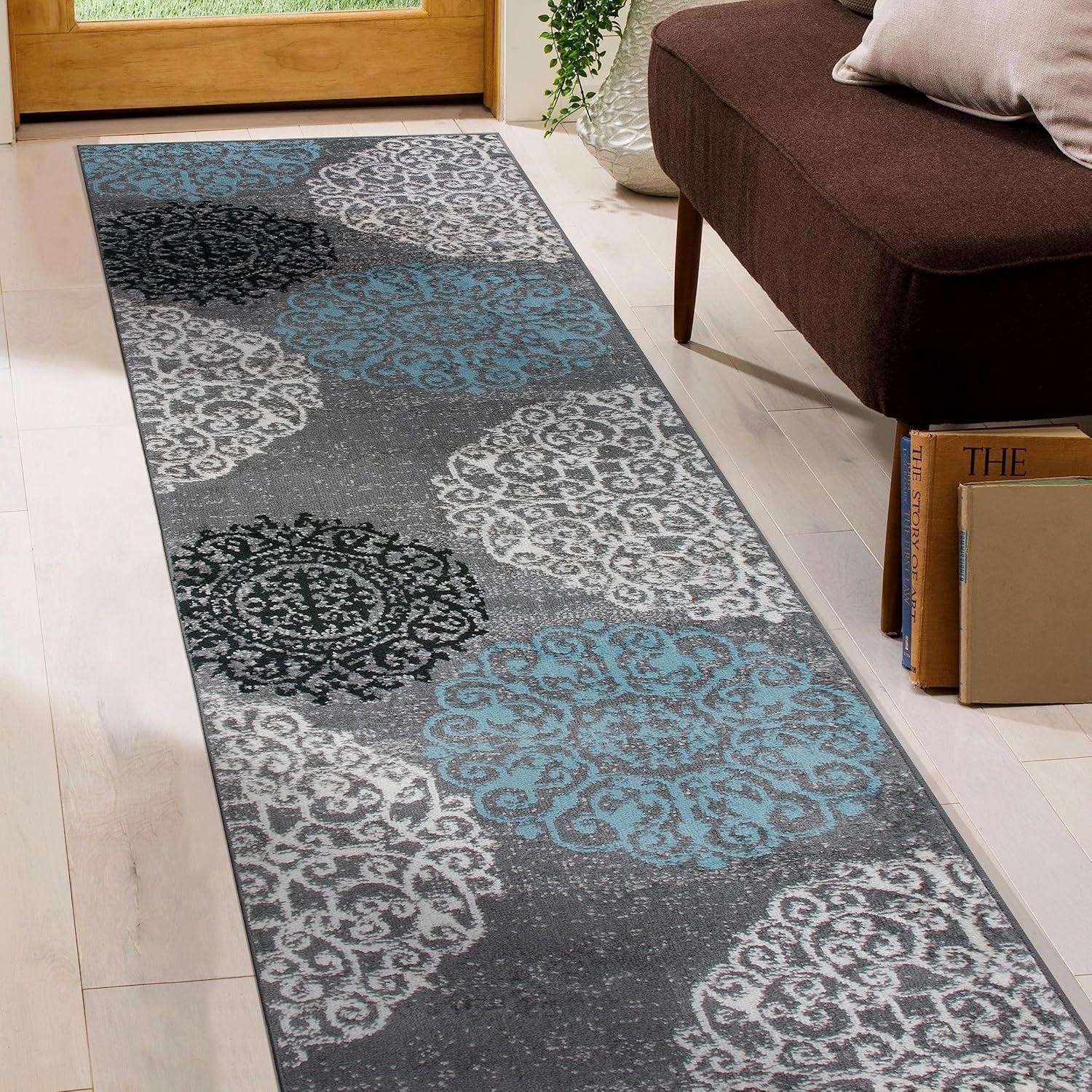 imageRugshop Modern Floral Scroll Area Rug Authentic TurkishMade NonShedding Carpet Alfombras with Jute Backing for Dining Room Living Room and Office Gray 2 x 3Grey