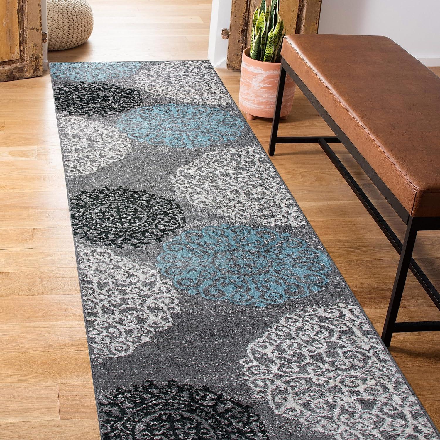 imageRugshop Modern Floral Scroll Area Rug Authentic TurkishMade NonShedding Carpet Alfombras with Jute Backing for Dining Room Living Room and Office Gray 2 x 3Grey