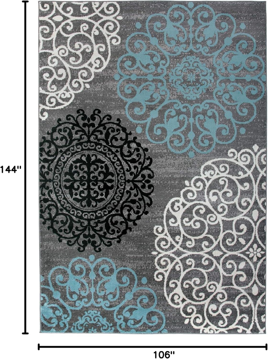 imageRugshop Modern Floral Scroll Area Rug Authentic TurkishMade NonShedding Carpet Alfombras with Jute Backing for Dining Room Living Room and Office Gray 2 x 3Grey