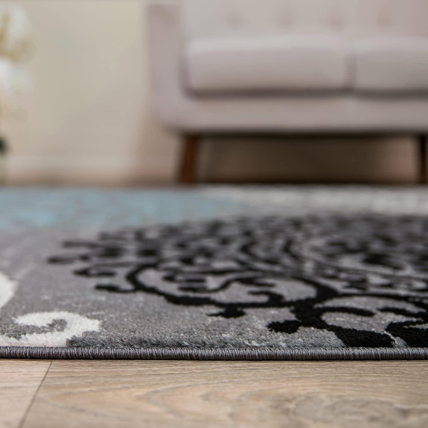 imageRugshop Modern Floral Scroll Area Rug Authentic TurkishMade NonShedding Carpet Alfombras with Jute Backing for Dining Room Living Room and Office Gray 2 x 3Grey