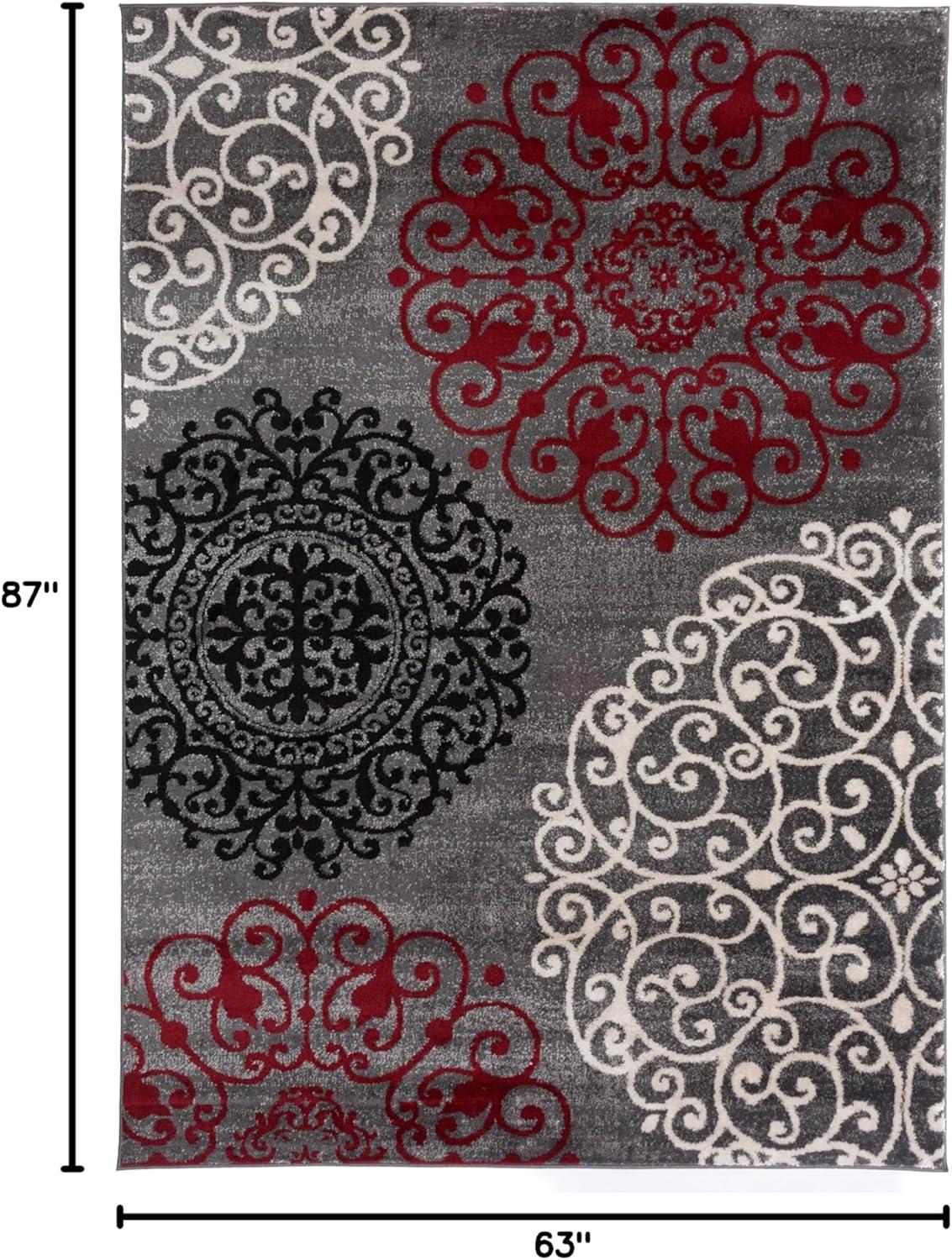 imageRugshop Modern Floral Scroll Area Rug Authentic TurkishMade NonShedding Carpet Alfombras with Jute Backing for Dining Room Living Room and Office Gray 2 x 3Red