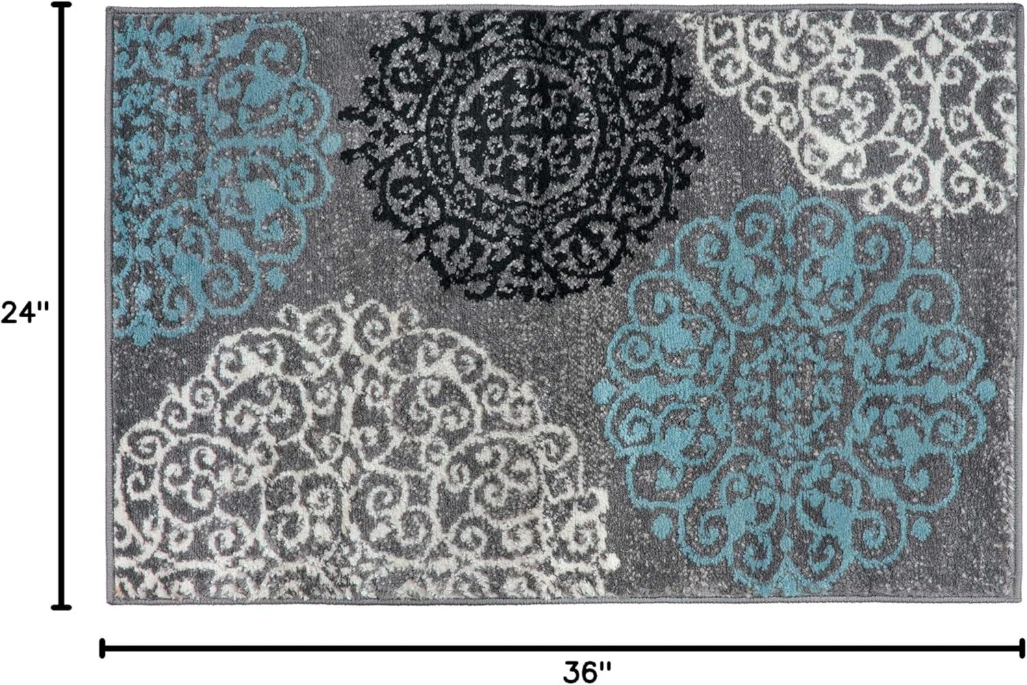 imageRugshop Modern Floral Scroll Area Rug Authentic TurkishMade NonShedding Carpet Alfombras with Jute Backing for Dining Room Living Room and Office Gray 2 x 3Grey