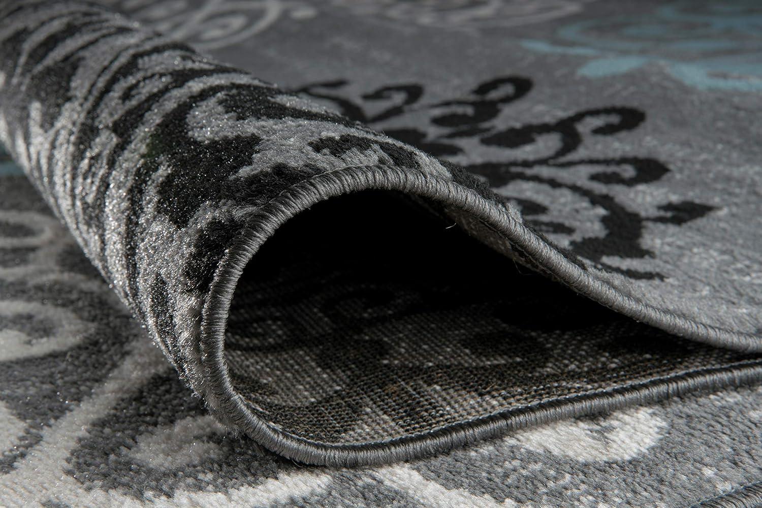 imageRugshop Modern Floral Scroll Area Rug Authentic TurkishMade NonShedding Carpet Alfombras with Jute Backing for Dining Room Living Room and Office Gray 2 x 3Grey