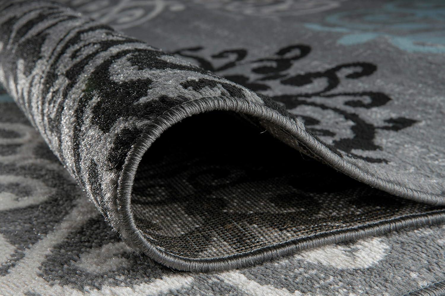 imageRugshop Modern Floral Scroll Area Rug Authentic TurkishMade NonShedding Carpet Alfombras with Jute Backing for Dining Room Living Room and Office Gray 2 x 3Grey