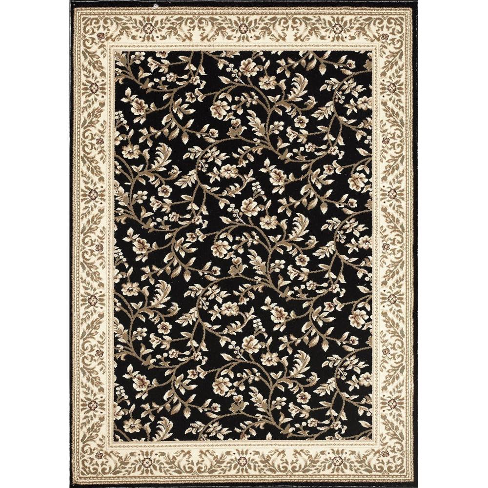 imageFloral Black Transitional 53 X 73 Area Rug