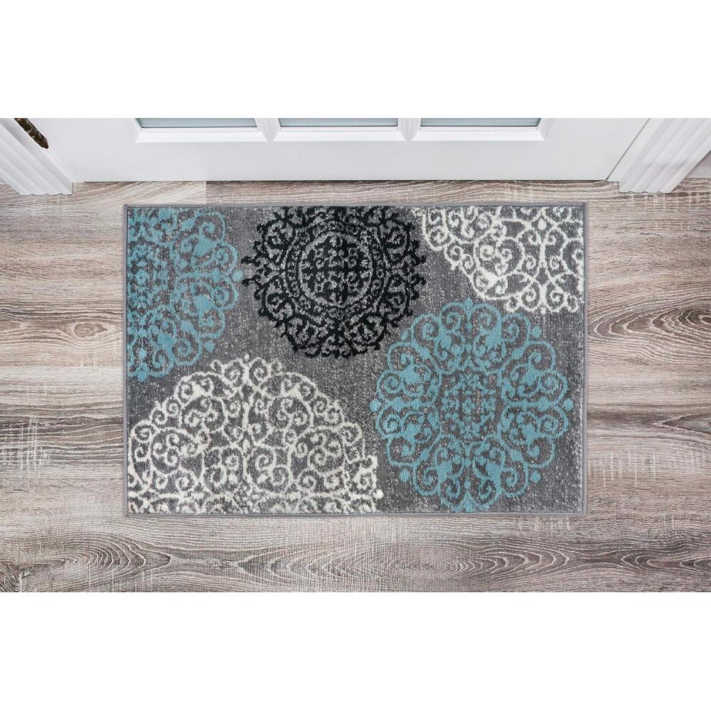 imageRugshop Modern Floral Scroll Area Rug Authentic TurkishMade NonShedding Carpet Alfombras with Jute Backing for Dining Room Living Room and Office Gray 2 x 3Grey