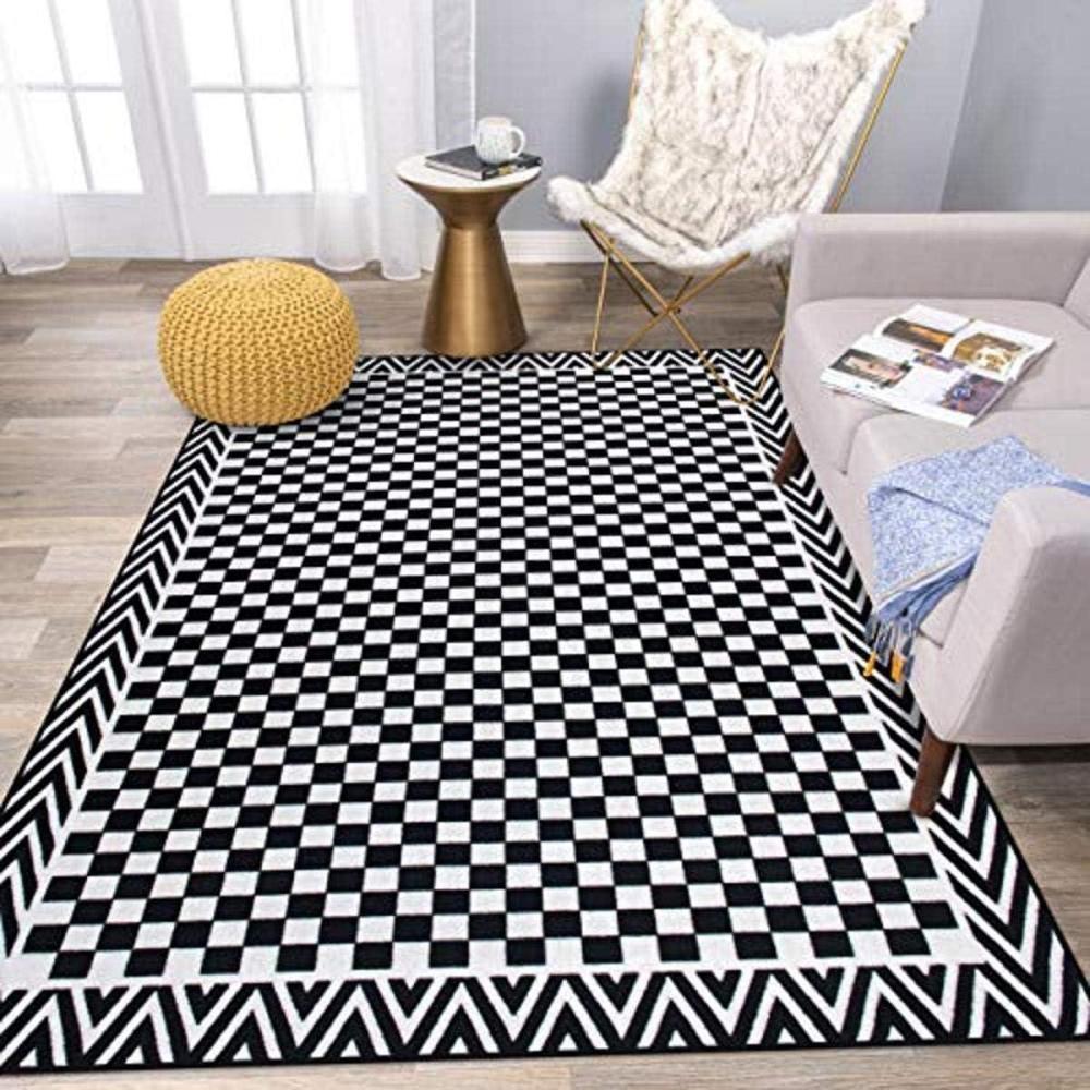 imageRugshop Plaid Check Non Skid Non Slip Area Rug 5 x 7 Black