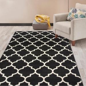 Rugshop Contemporary Modern Moroccan Trellis Area Rug 7′ 10″ x 10′ Black