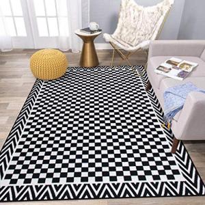 Rugshop Plaid Check Non Skid (Non Slip) Area Rug 5′ x 7′ Black